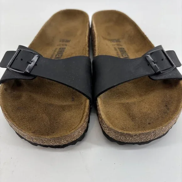 Birkenstock Madrid Birko-Flor Sandals Adjustable Sz US 8 EU 38Black Womens - Picture 2 of 14